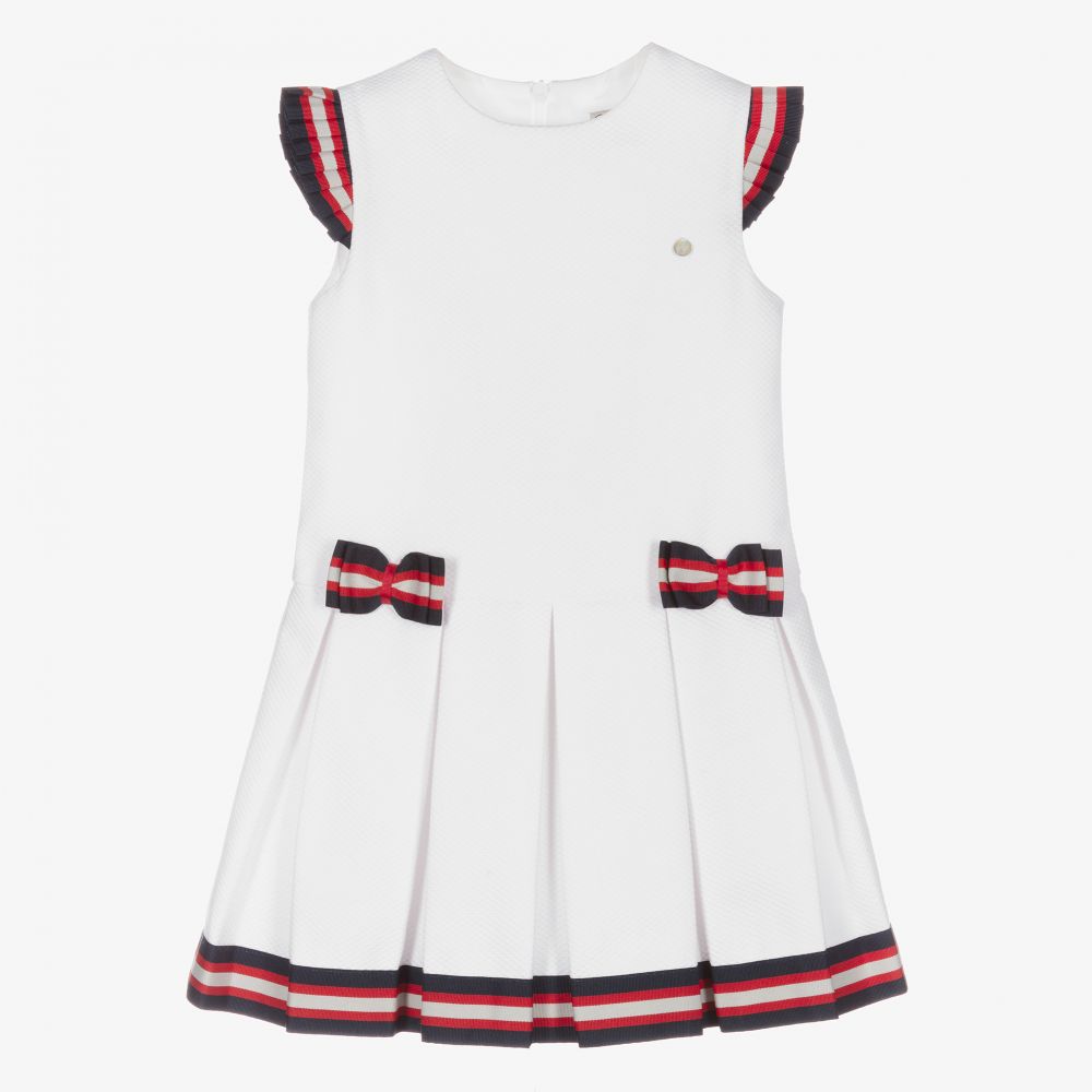 Piccola Speranza - Белое плиссированное платье с бантами для девочек | Childrensalon