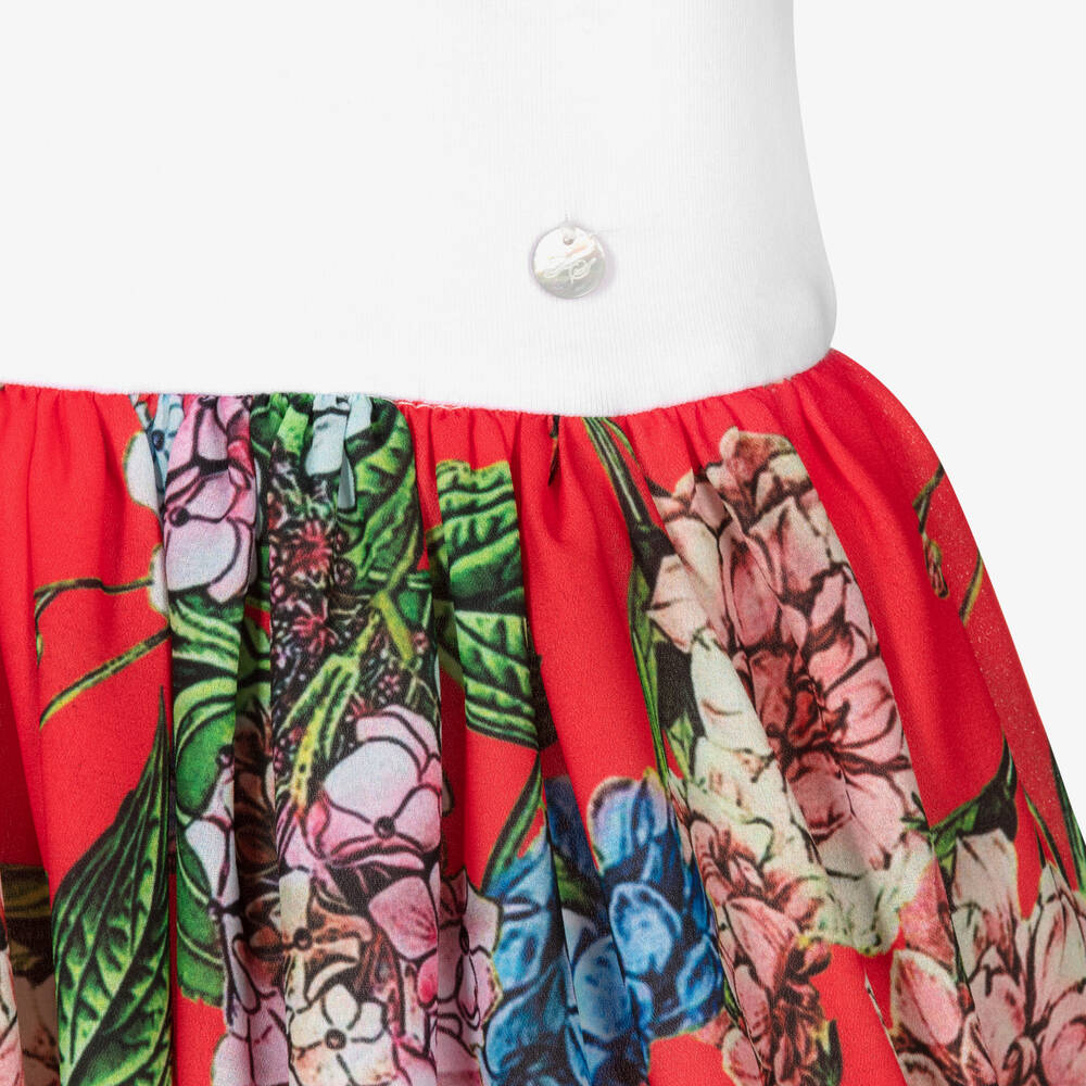 Piccola Speranza-Girls White & Red Floral Dress | Childrensalon Outlet