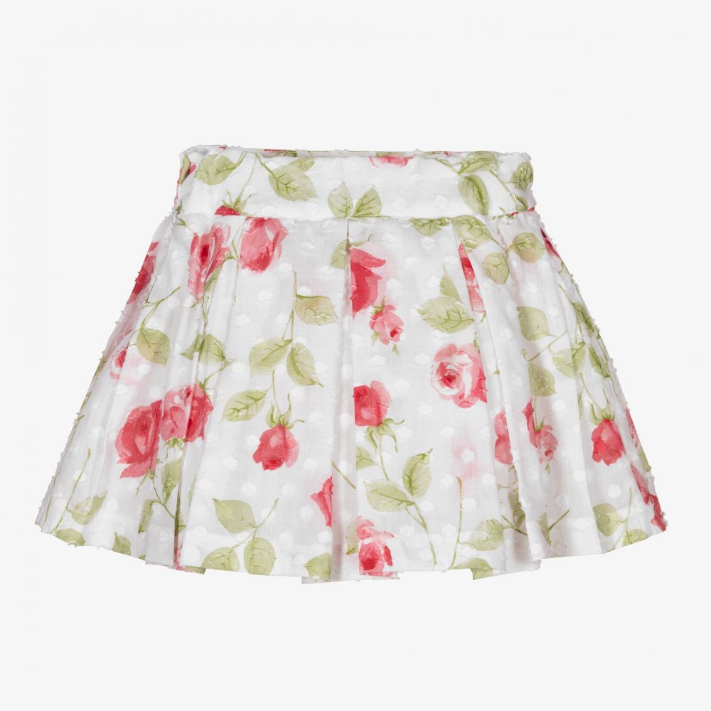 Piccola Speranza-Girls White & Red Rose Skirt | Childrensalon Outlet
