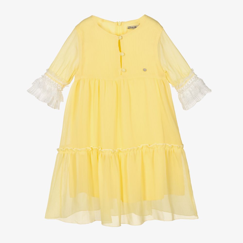 Piccola Speranza - Girls Yellow Chiffon Dress | Childrensalon