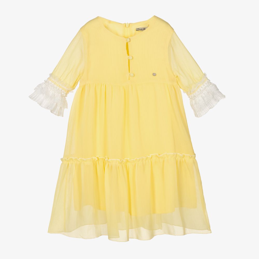 Piccola Speranza-Girls Yellow Chiffon Dress | Childrensalon Outlet