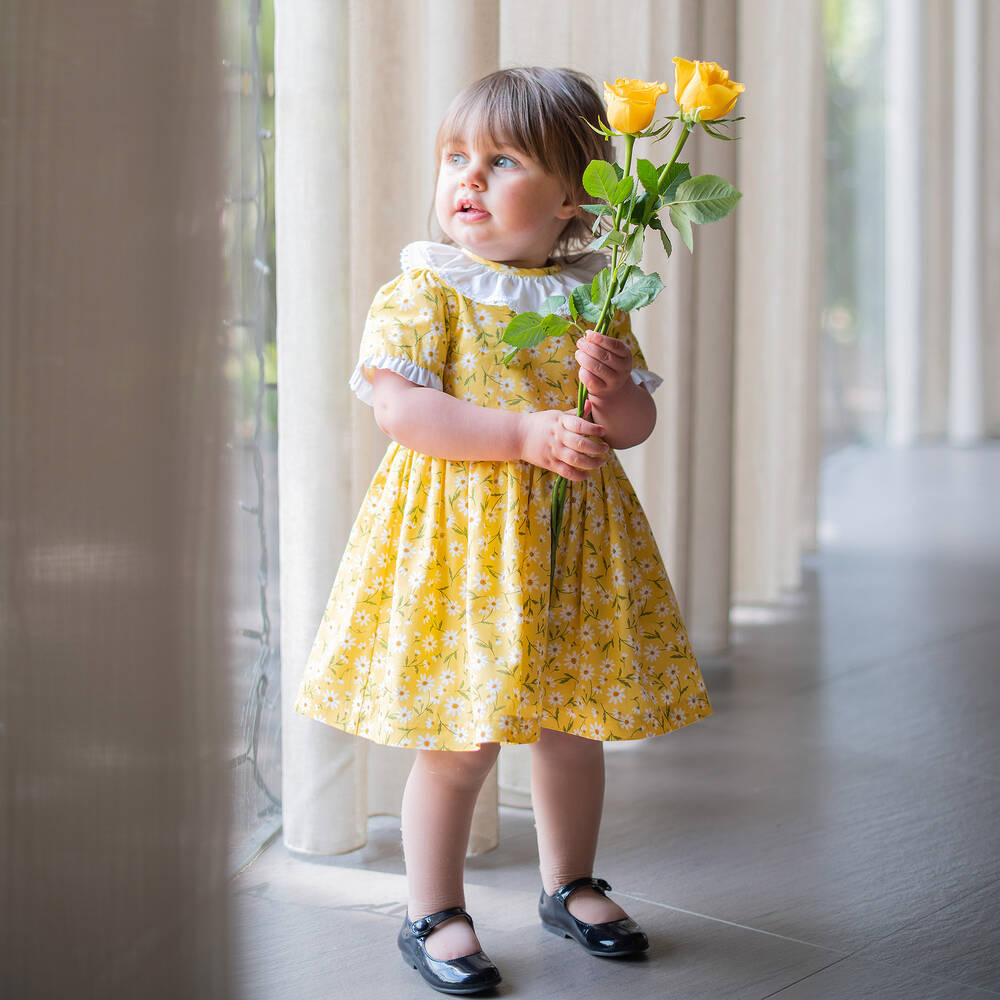 Piccola Speranza-Girls Yellow Floral Dress | Childrensalon Outlet