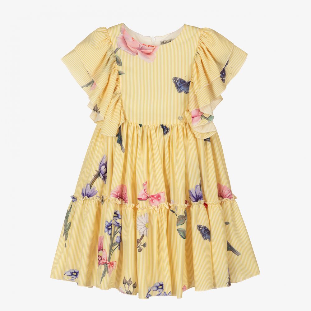 Piccola Speranza - Gelbes Kleid mit Blumen-Print (M) | Childrensalon