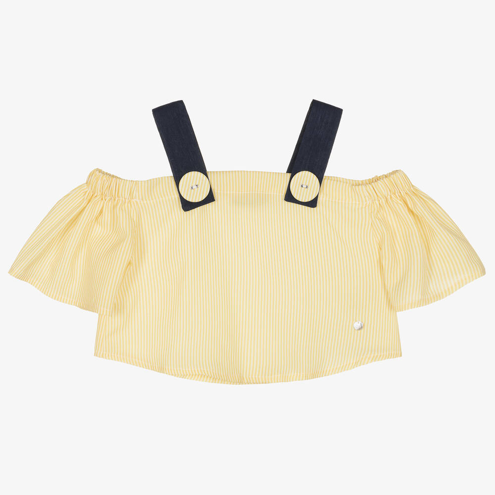 Piccola Speranza - Girls Yellow Off-Shoulder Blouse | Childrensalon
