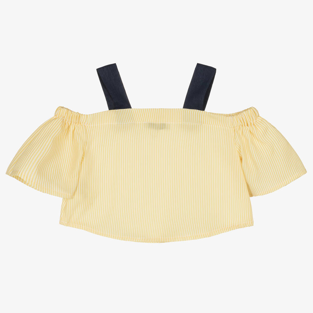 Piccola Speranza-Girls Yellow Off-Shoulder Blouse | Childrensalon Outlet