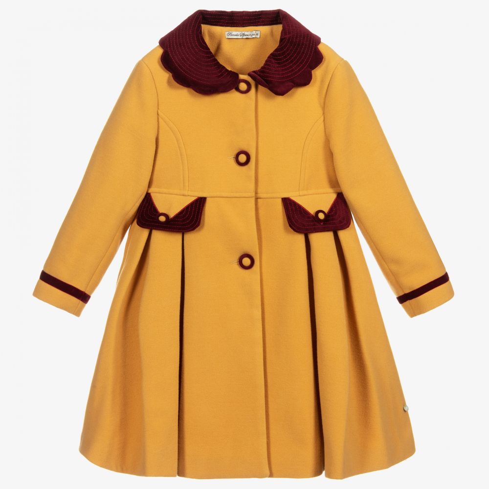 Piccola Speranza - Girls Yellow & Red Coat | Childrensalon