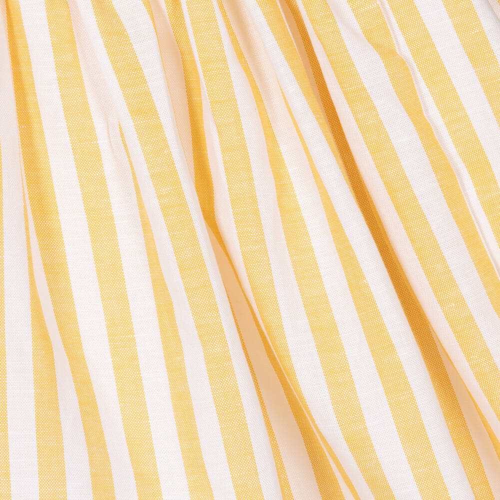 Piccola Speranza-Girls Yellow Stripe Linen & Cotton Dress | Childrensalon Outlet