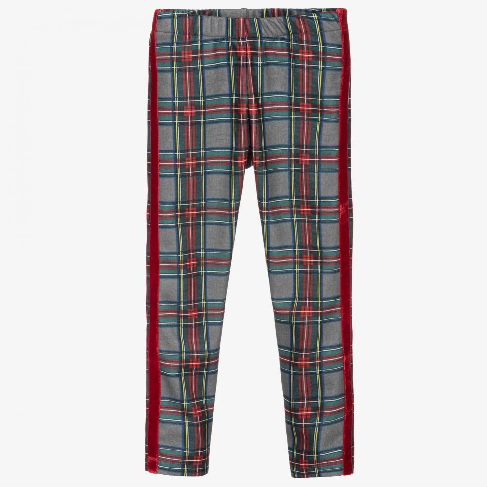 Piccola Speranza - Grey & Red Tartan Leggings | Childrensalon