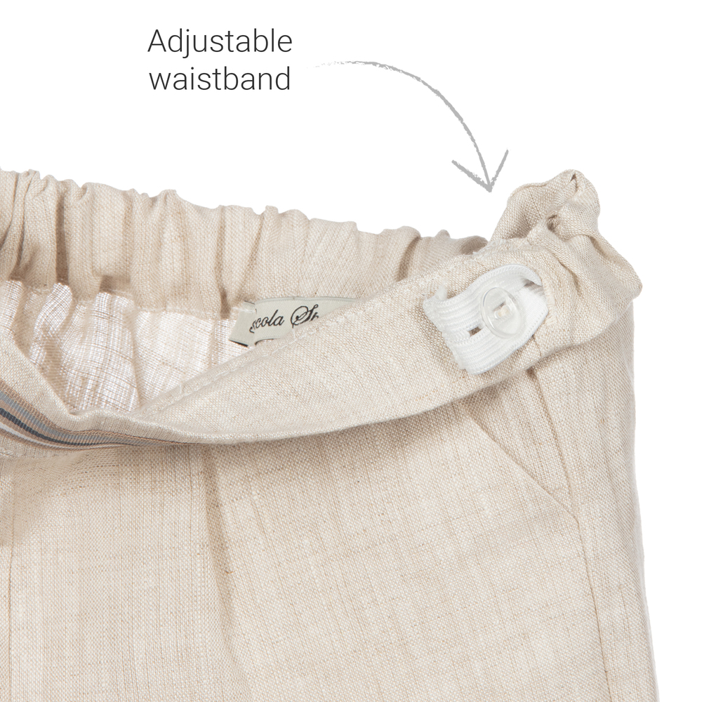 Piccola Speranza-طقم شورت 3 قطع قطن وكتّان لون بيج وعاجي | Childrensalon Outlet