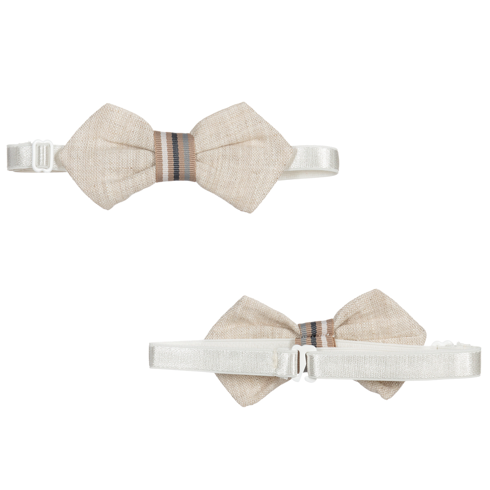 Piccola Speranza-طقم شورت 3 قطع قطن وكتّان لون بيج وعاجي | Childrensalon Outlet