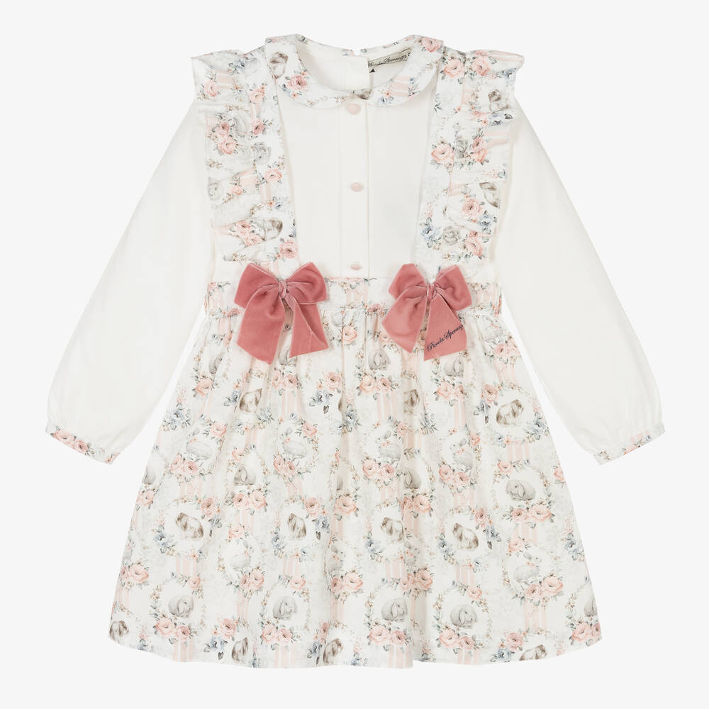 Piccola Speranza - Ivory & Pink Cotton Skirt Set | Childrensalon