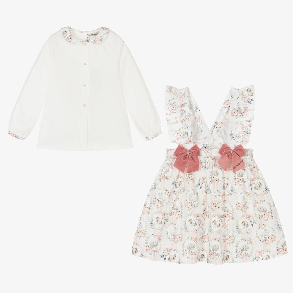 Piccola Speranza-Кремовый топ и розовая юбка из хлопка | Childrensalon Outlet