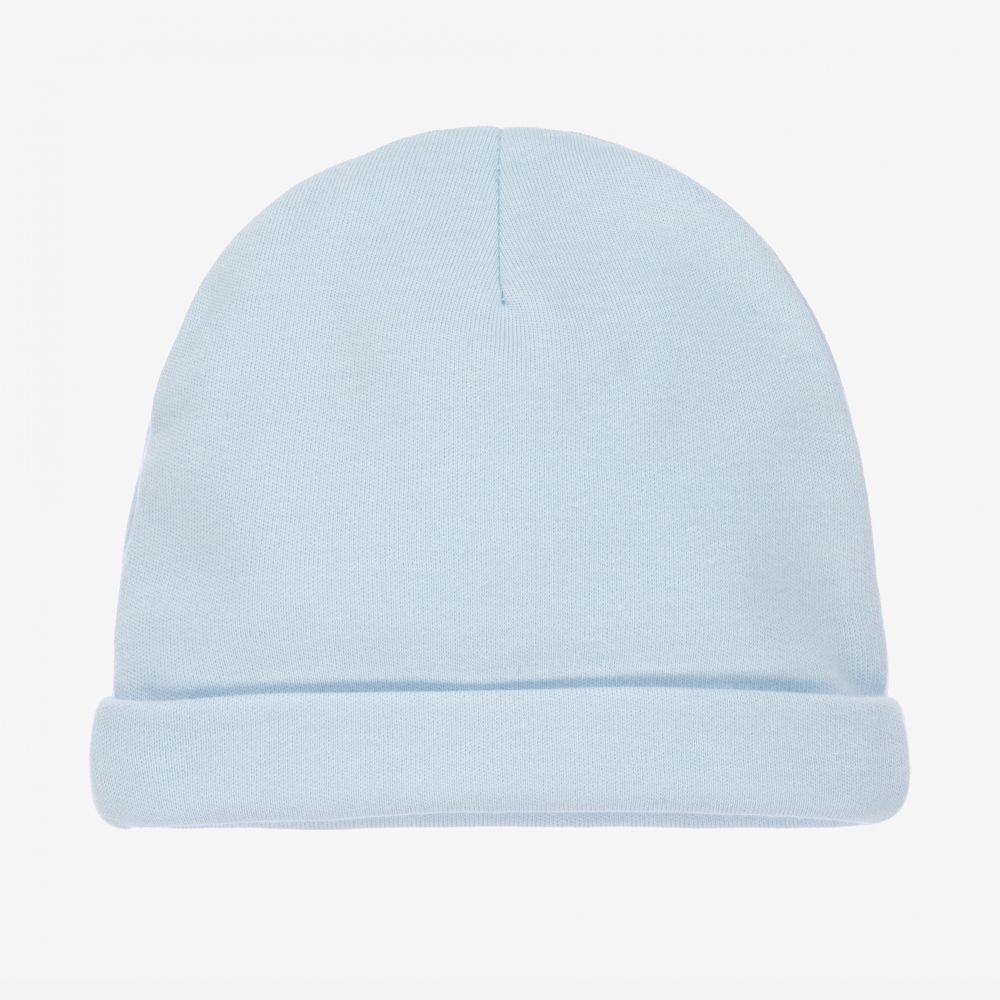 Piccola Speranza-Pale Blue Cotton Logo Baby Hat | Childrensalon Outlet