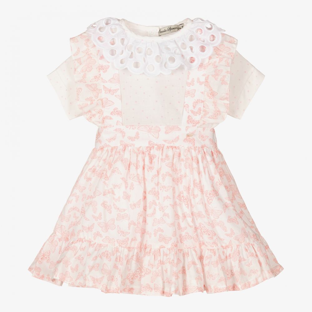 Piccola Speranza - Pink Butterflies Skirt Set | Childrensalon
