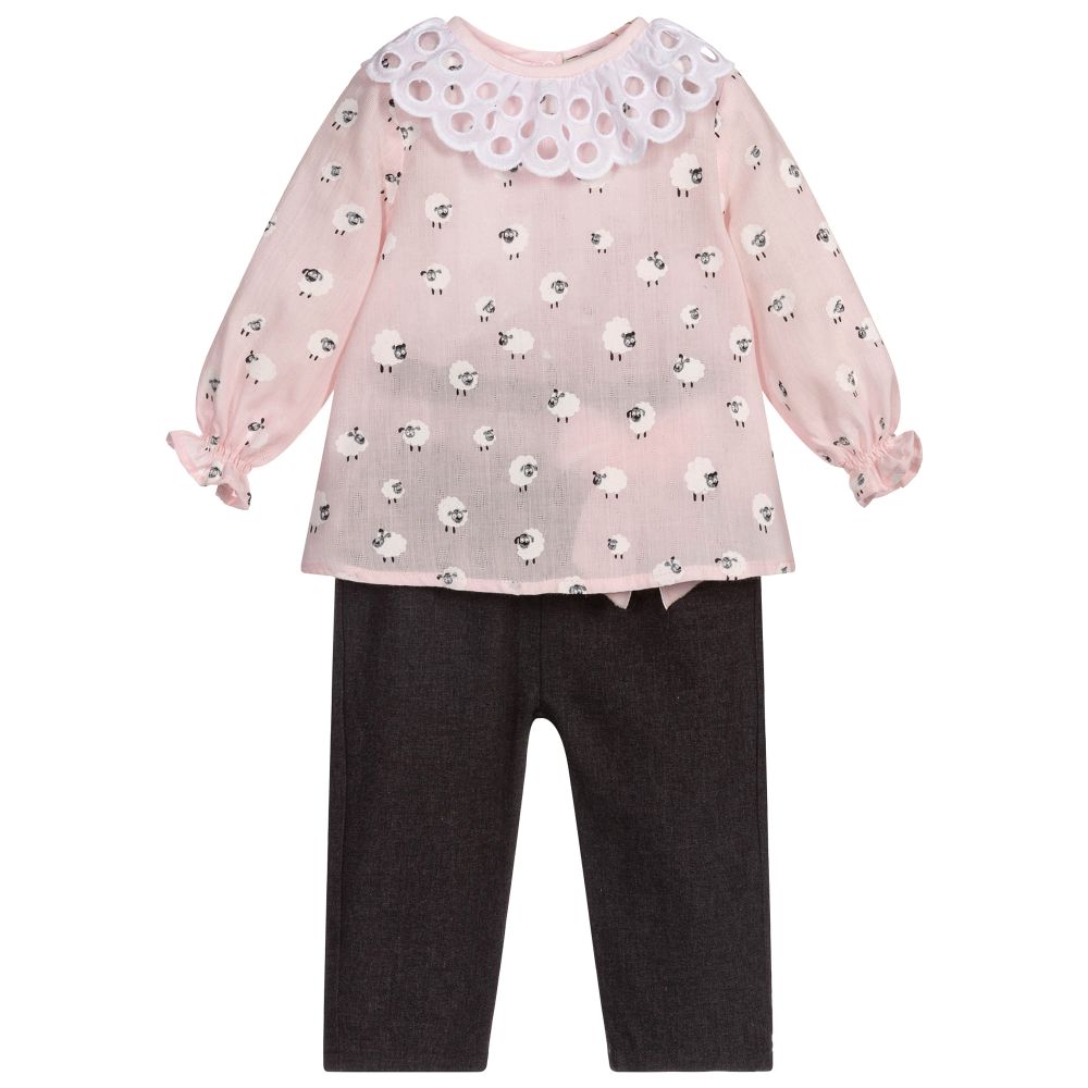 Piccola Speranza - Pink & Grey Trousers Set | Childrensalon