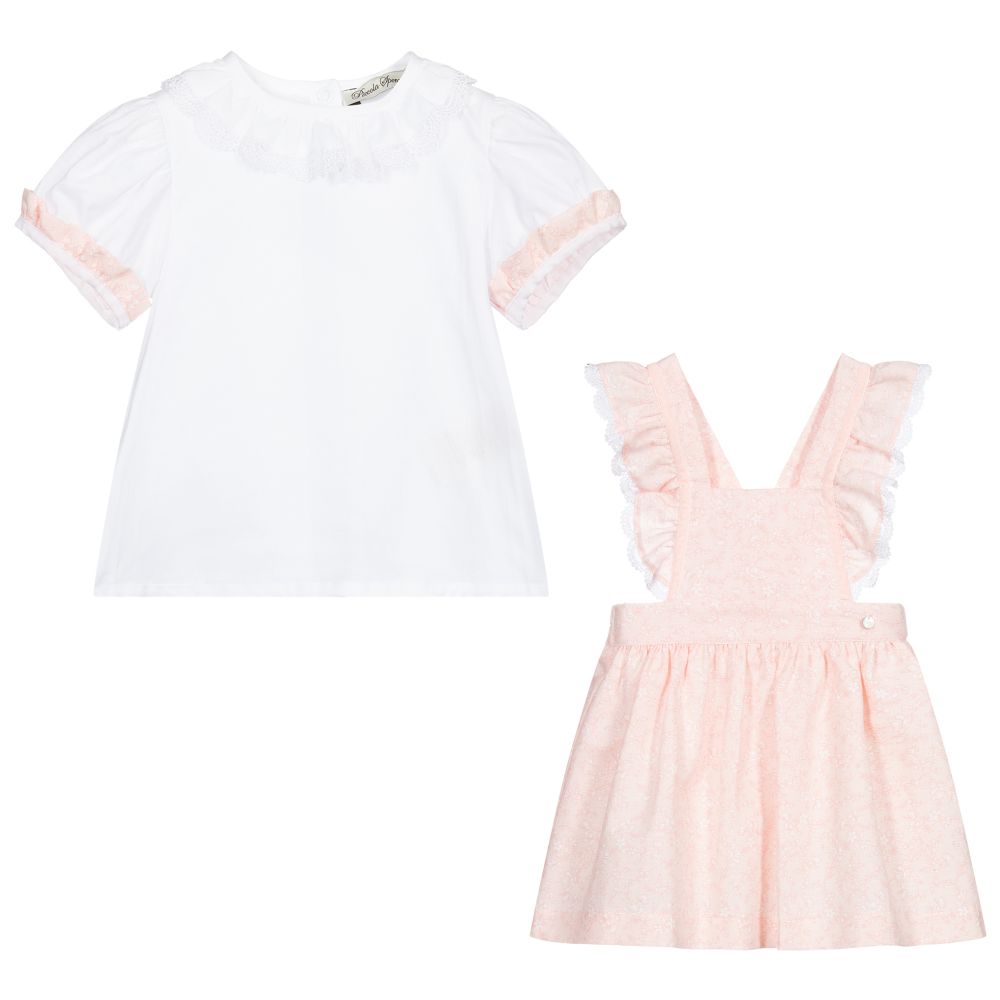 Piccola Speranza-Pink Linen Dress & Blouse Set | Childrensalon Outlet