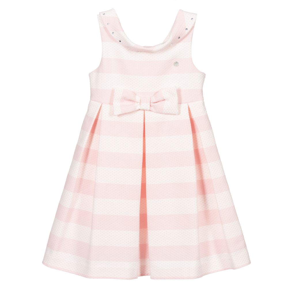 Piccola Speranza - Розовое платье в белую полоску с бантом | Childrensalon