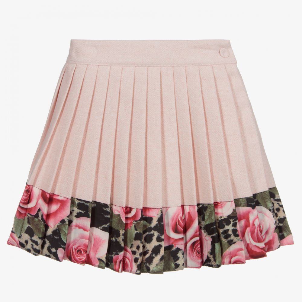 Piccola Speranza - Pink Wool Blend Pleated Skirt | Childrensalon