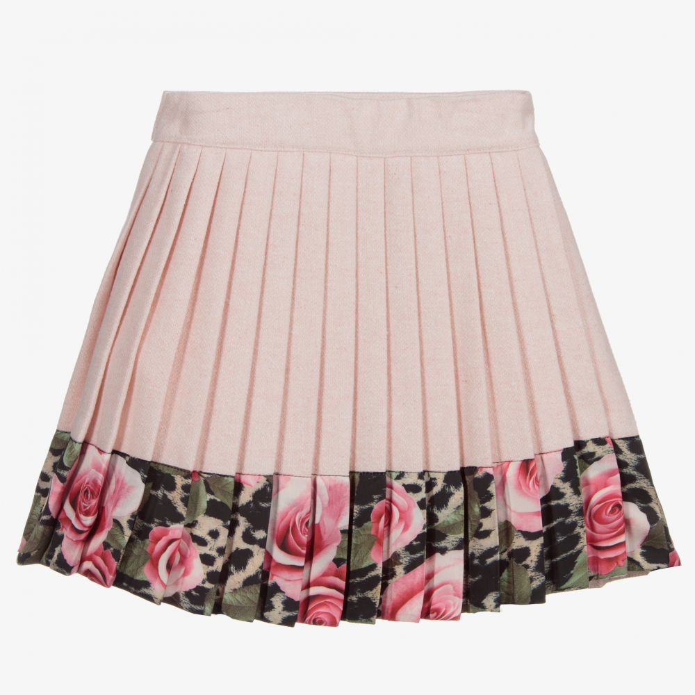 Pink wool pleated best sale skirt