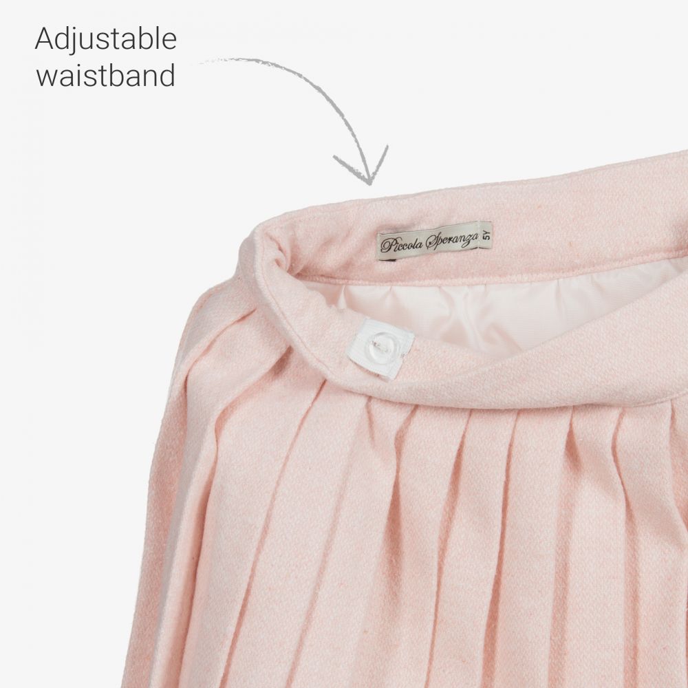 Piccola Speranza Pink Wool Blend Pleated Skirt Childrensalon Outlet
