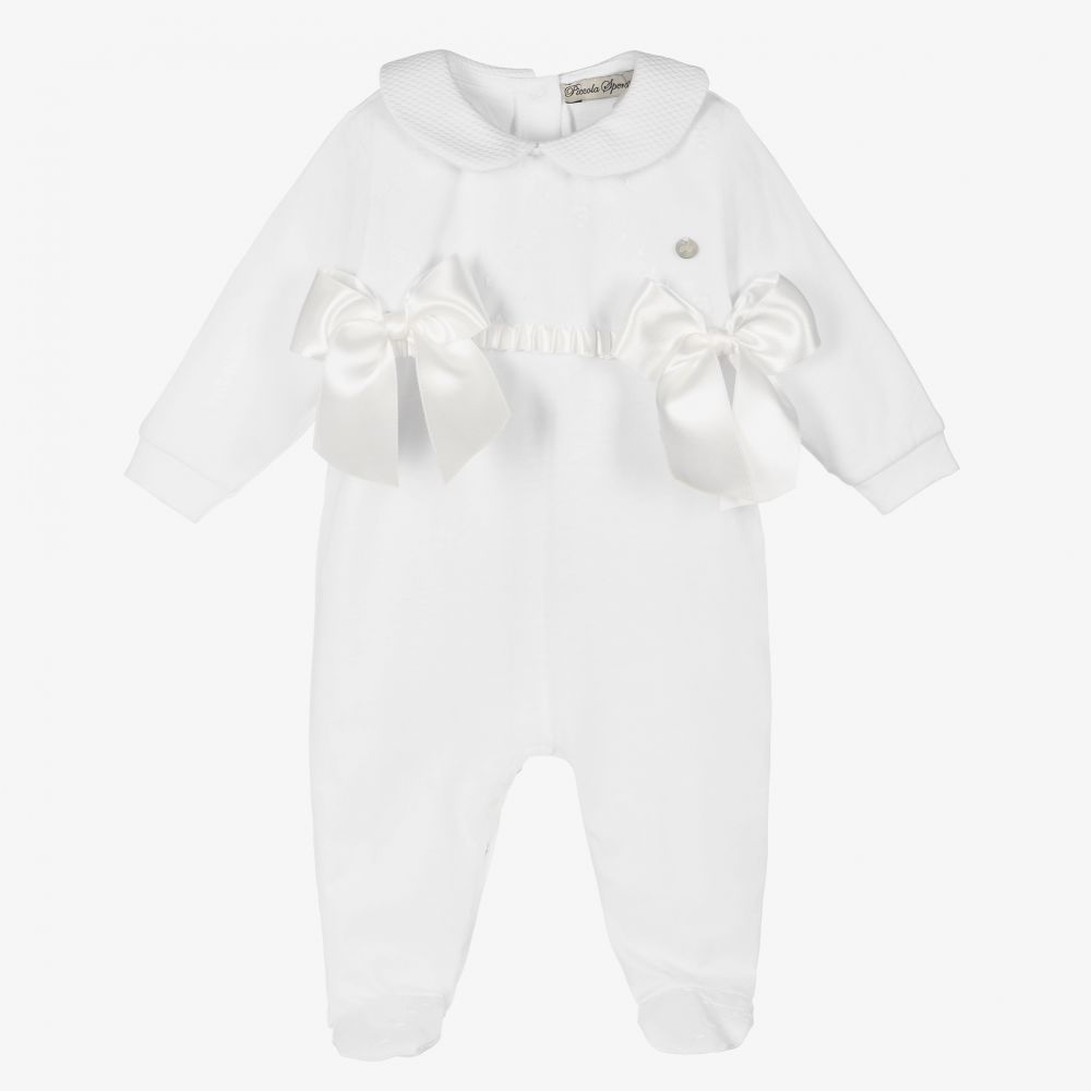 Piccola Speranza - White Organic Cotton Babygrow | Childrensalon