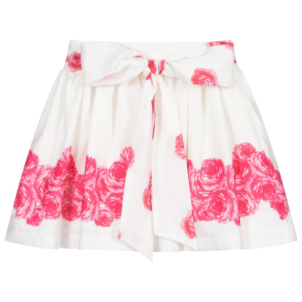 Piccola Speranza - White & Pink Floral Skirt | Childrensalon