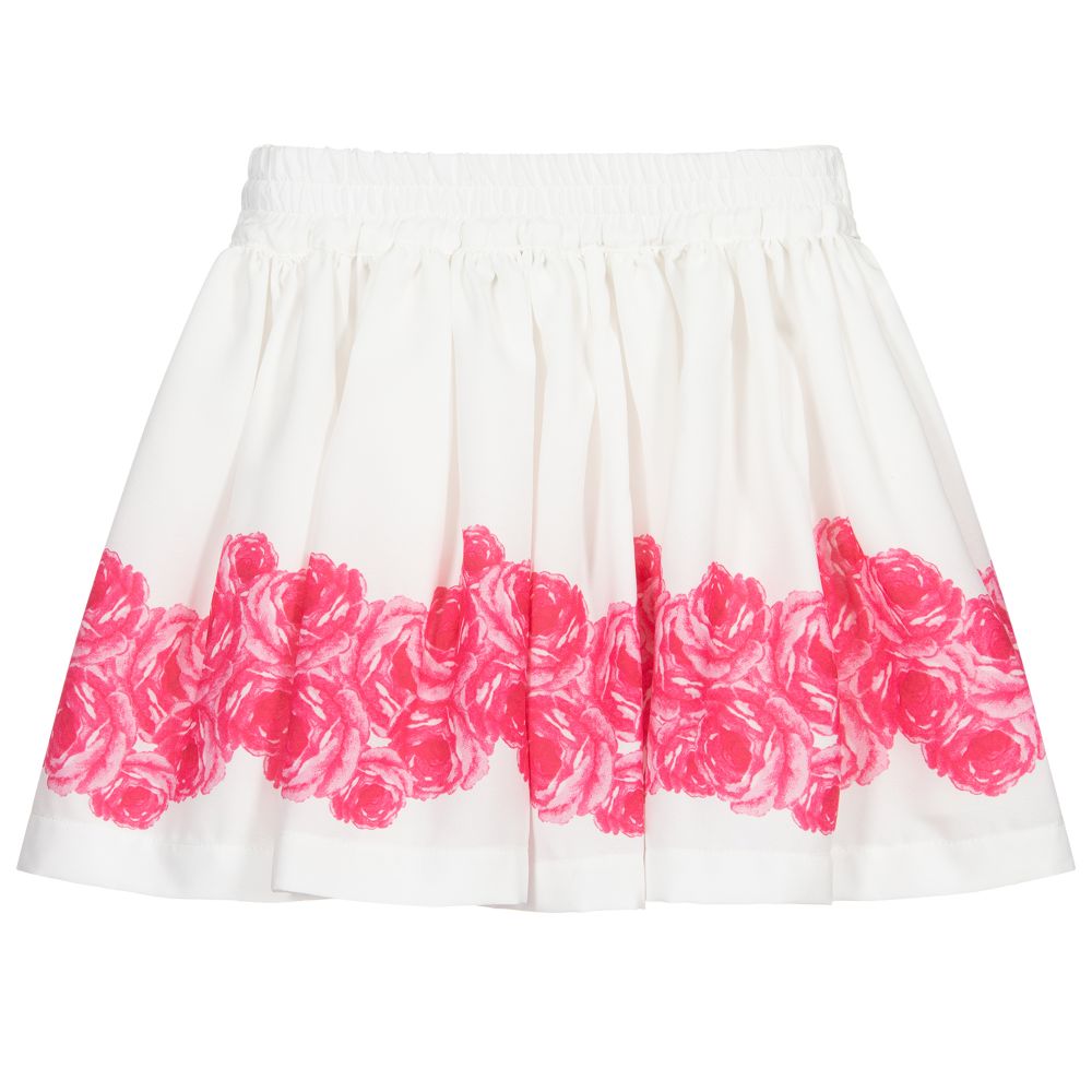 Piccola Speranza-White & Pink Floral Skirt | Childrensalon Outlet
