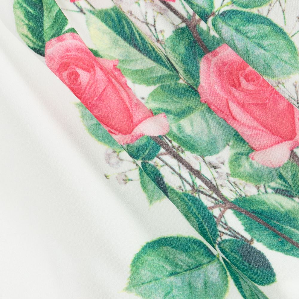 Piccola Speranza-White & Pink Rose Print Skirt | Childrensalon Outlet