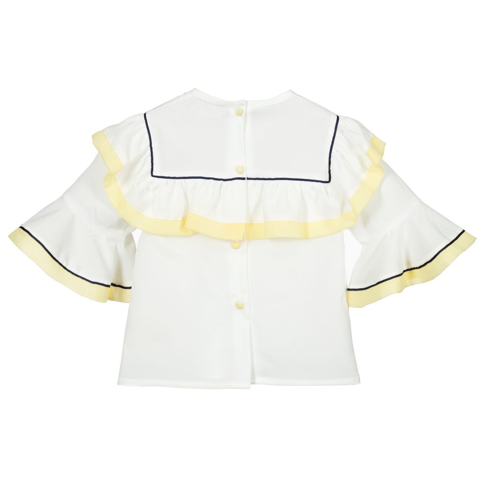 Piccola Speranza-بلوز كريب لون أبيض و أصفر | Childrensalon Outlet