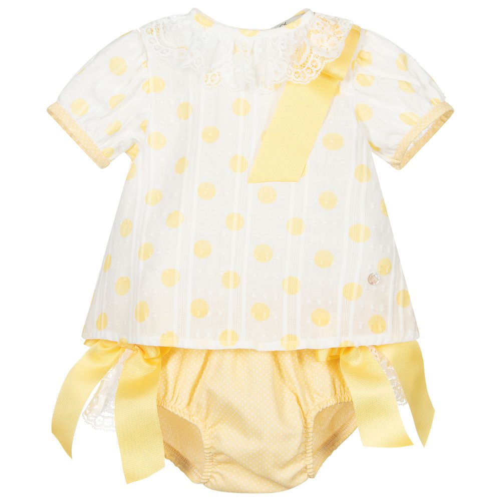 Piccola Speranza - White & Yellow Shorts Set | Childrensalon