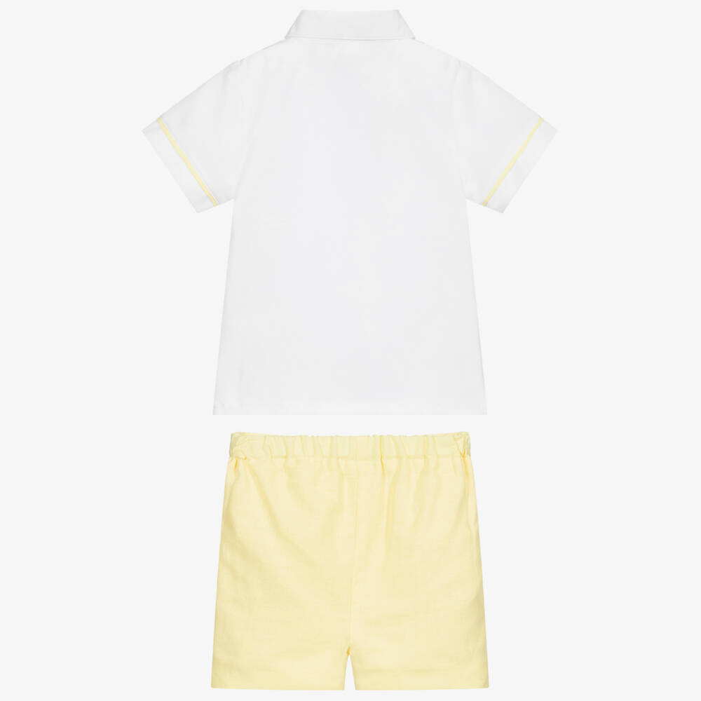 Piccola Speranza-White & Yellow Shorts Set | Childrensalon Outlet