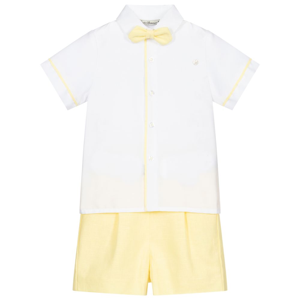Piccola Speranza - Shorts-Set in Weiß und Gelb | Childrensalon