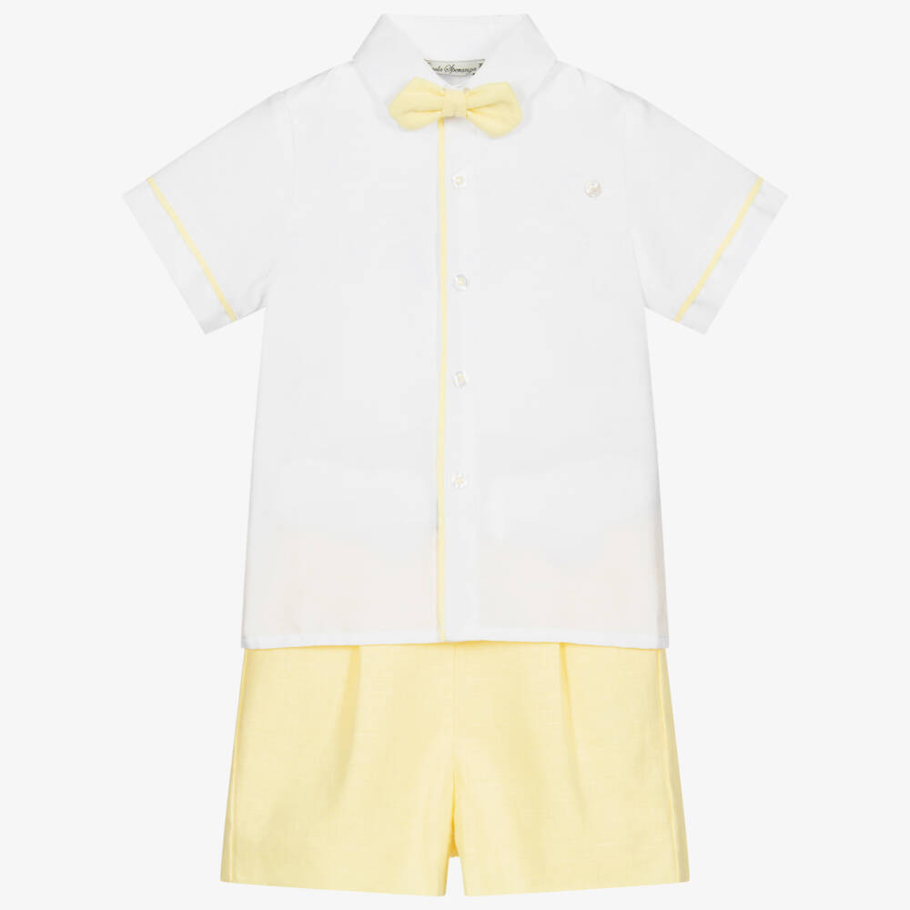 Piccola Speranza-Бело-желтый костюм с шортами | Childrensalon Outlet