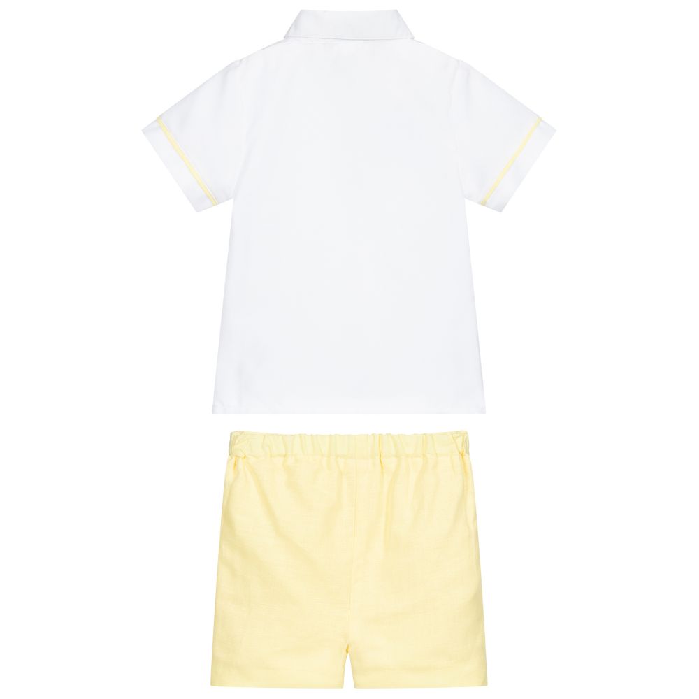 Piccola Speranza-White & Yellow Shorts Set | Childrensalon Outlet