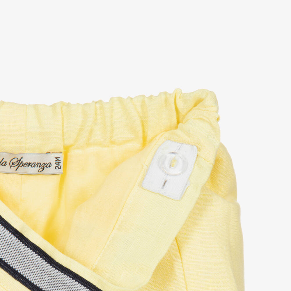 Piccola Speranza-White & Yellow Shorts Set | Childrensalon Outlet