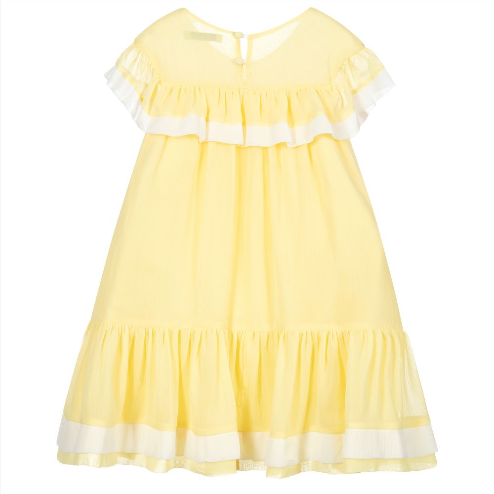 Piccola Speranza-Yellow & White Bow Dress | Childrensalon Outlet