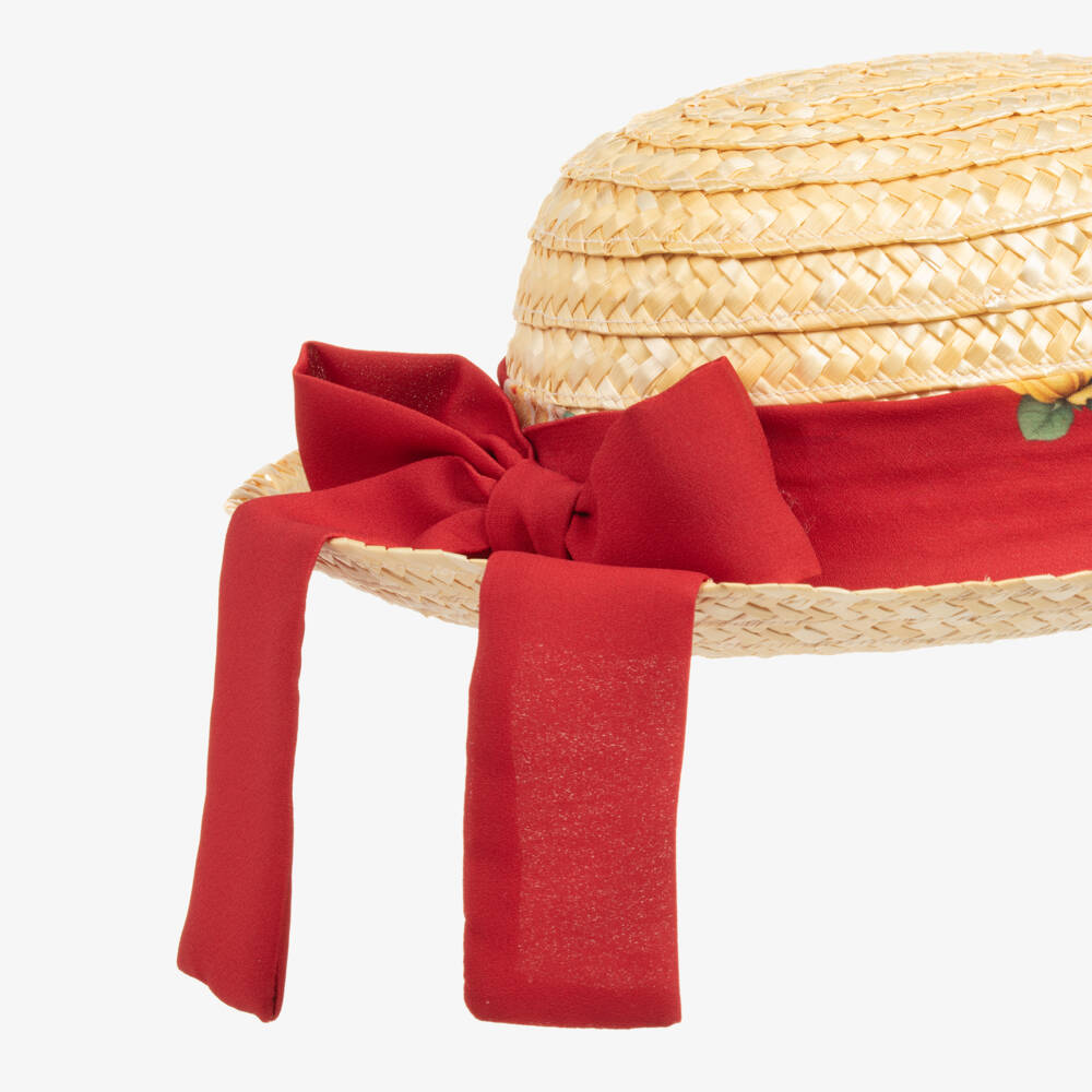 Piccola Speranza-Young Girls Scarlet Bow Sun Hat | Childrensalon Outlet