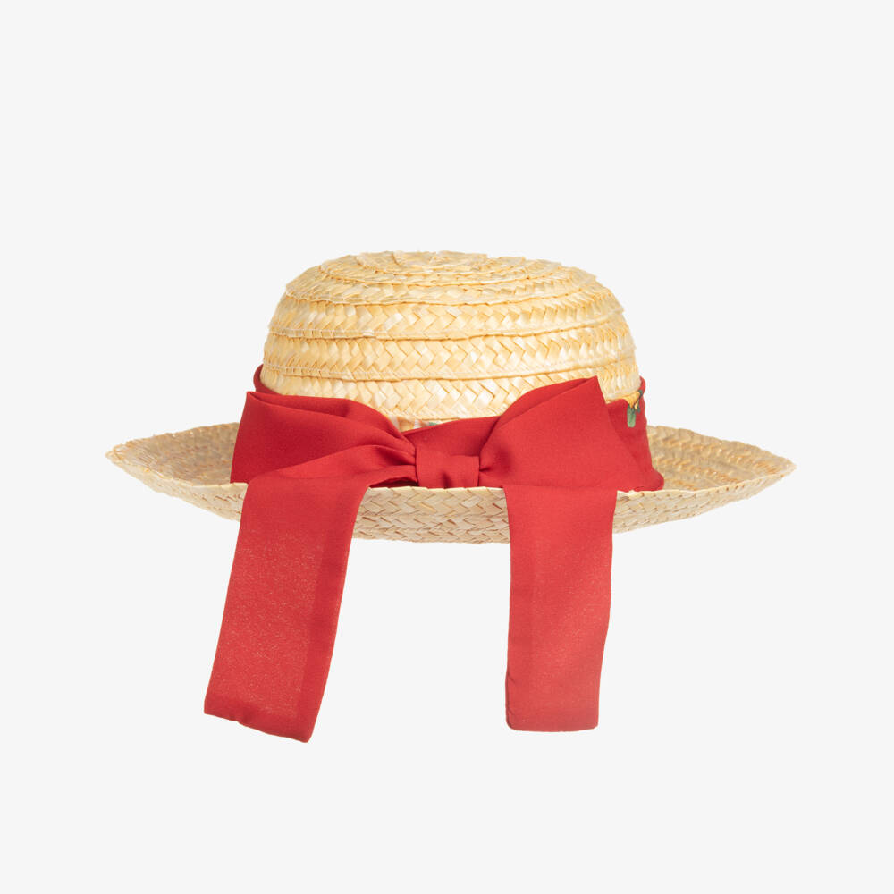 Piccola Speranza-Young Girls Scarlet Bow Sun Hat | Childrensalon Outlet