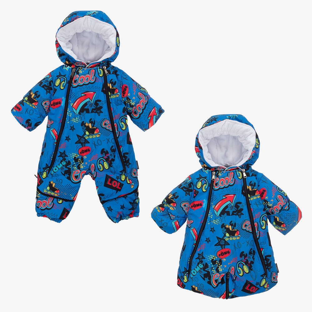 Pilguni - Blauer Schneeanzug mit Grafik für männliche Babys | Childrensalon