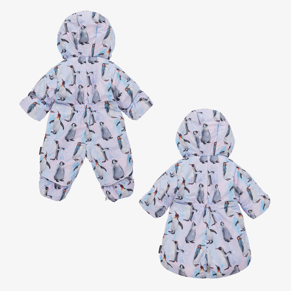 Pilguni-Розово-голубой зимний комбинезон с пингвинами | Childrensalon Outlet