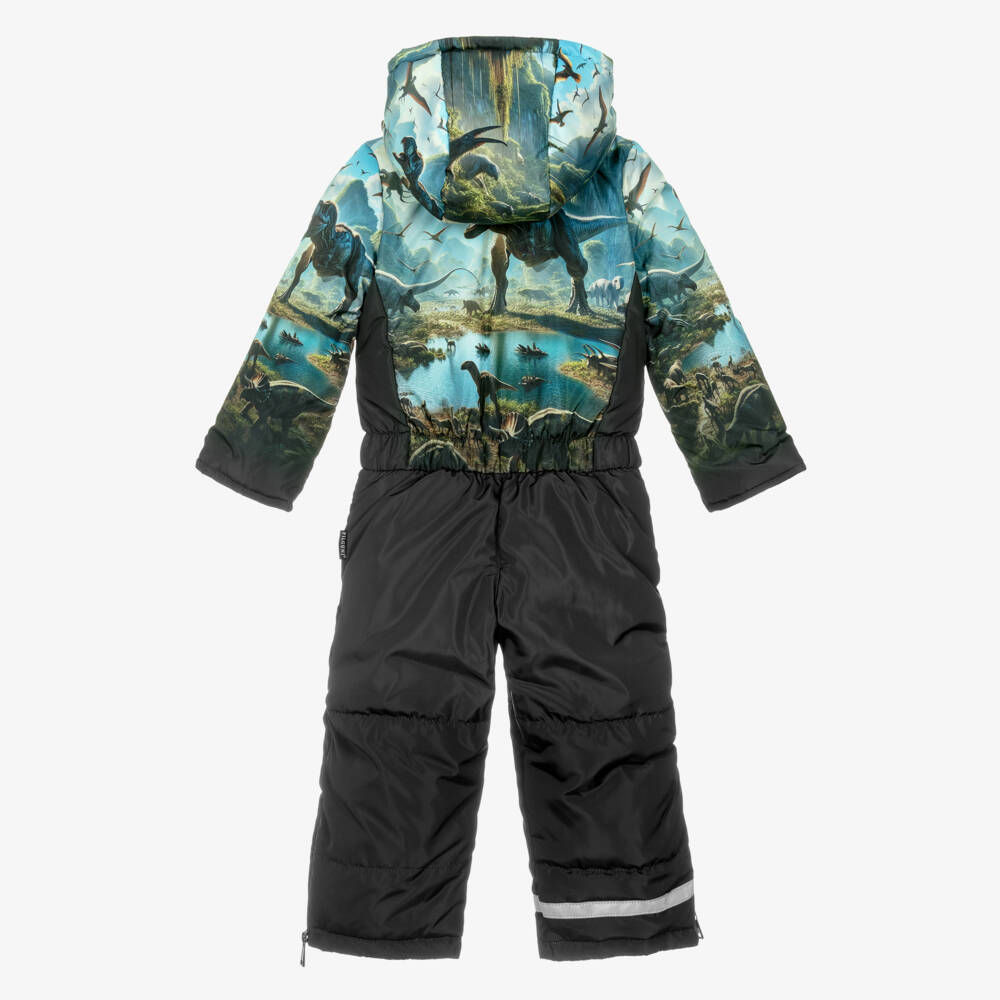Pilguni-Boys Black Dinosaur Print Snowsuit | Childrensalon Outlet