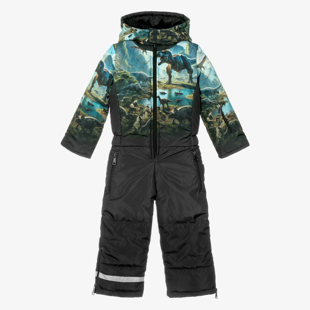 Pilguni-Boys Black Dinosaur Print Snowsuit | Childrensalon Outlet