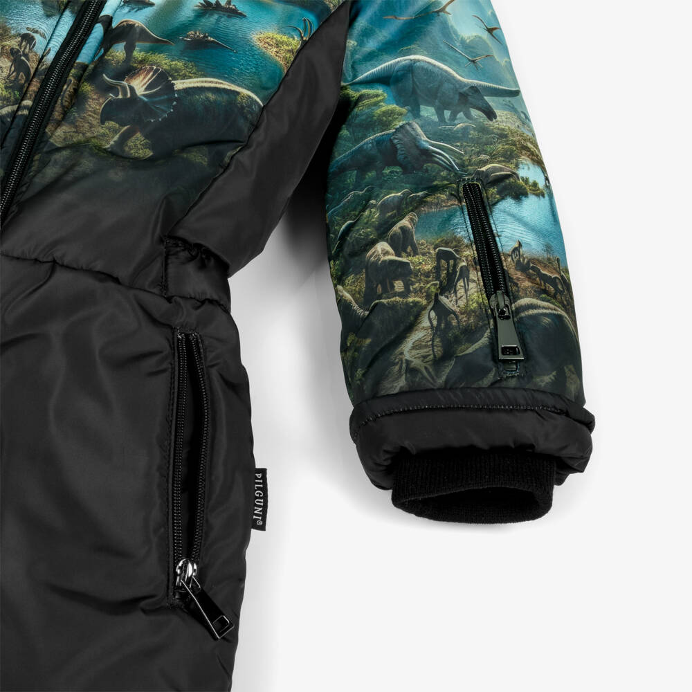 Pilguni-Boys Black Dinosaur Print Snowsuit | Childrensalon Outlet