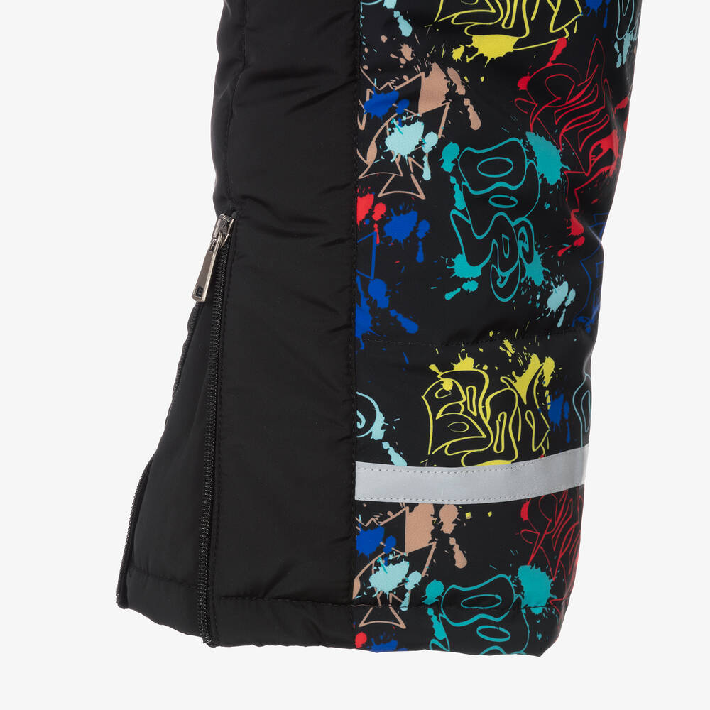 Pilguni-Черный зимний комбинезон с граффити | Childrensalon Outlet