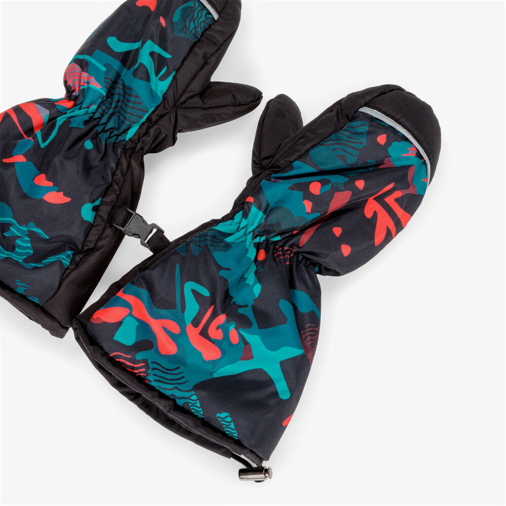 Pilguni-Boys Black Graphic Print Ski Mittens | Childrensalon Outlet
