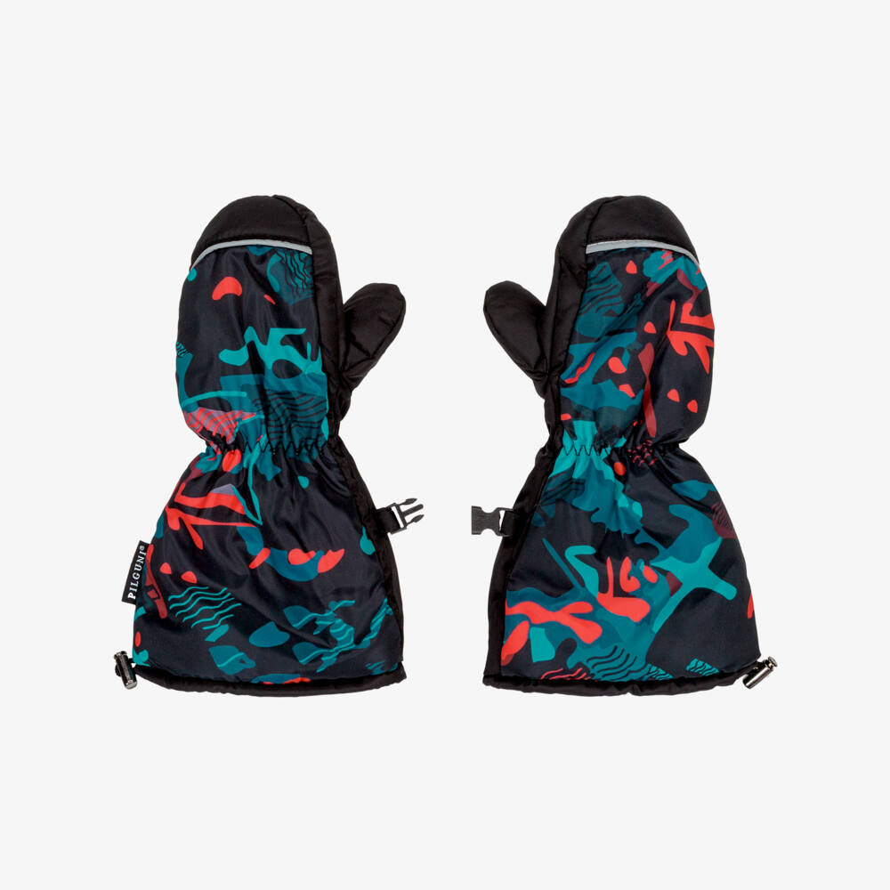 Pilguni-Boys Black Graphic Print Ski Mittens | Childrensalon Outlet