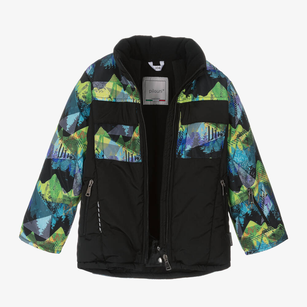 Pilguni-Куртка для мальчиков черная с графическим принтом для катания на лыжах | Childrensalon Outlet