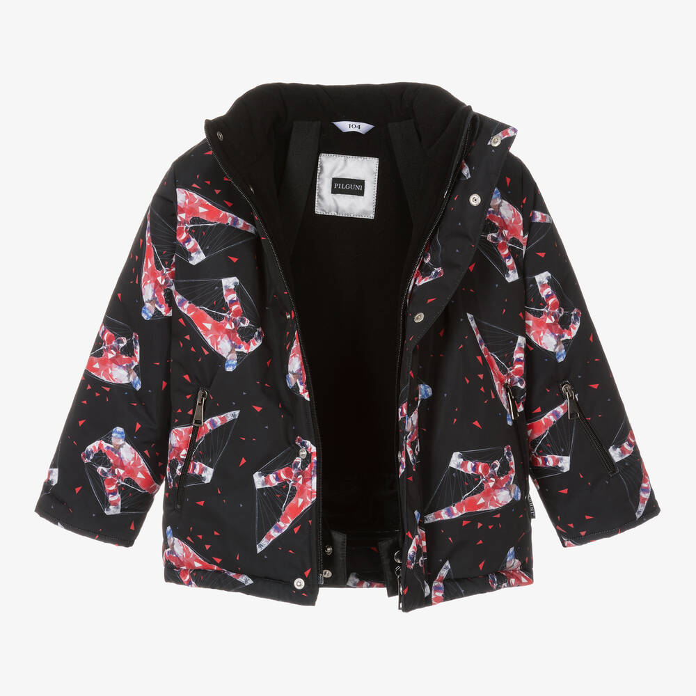 Pilguni-Boys Black & Red Ski Jacket | Childrensalon Outlet