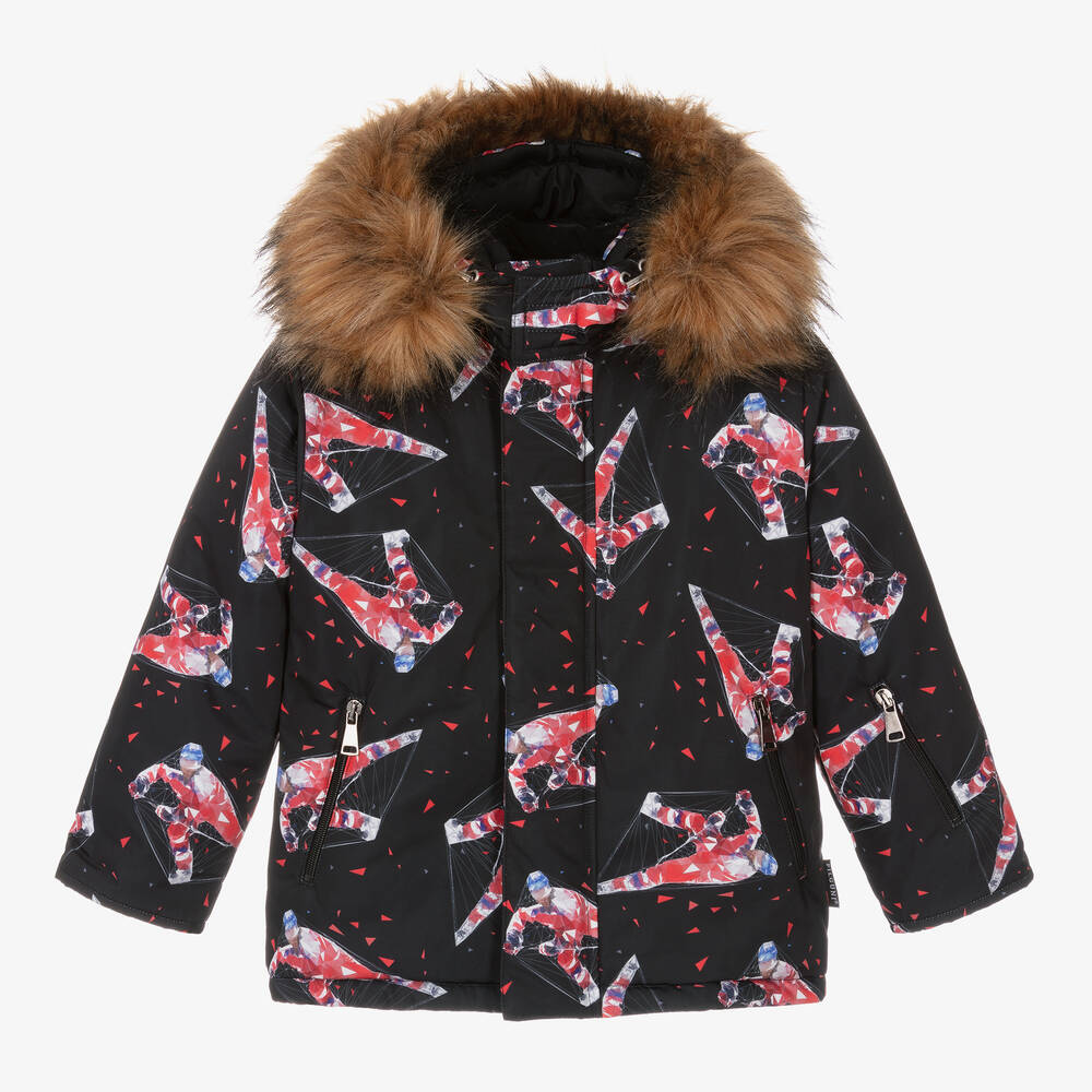 Pilguni - Veste de ski noire et rouge garçon | Childrensalon