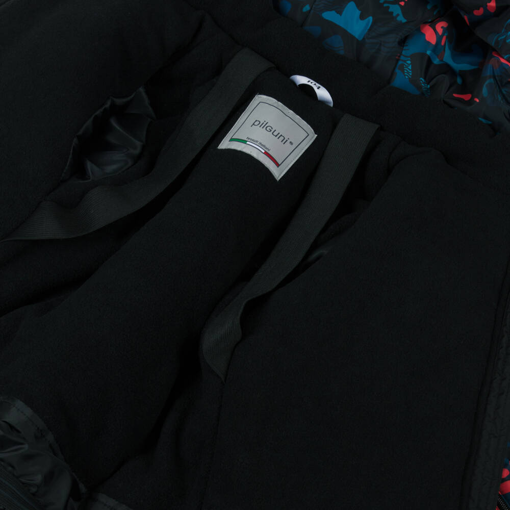 Pilguni-Boys Black Ski Jacket with Blue & Red Print | Childrensalon Outlet